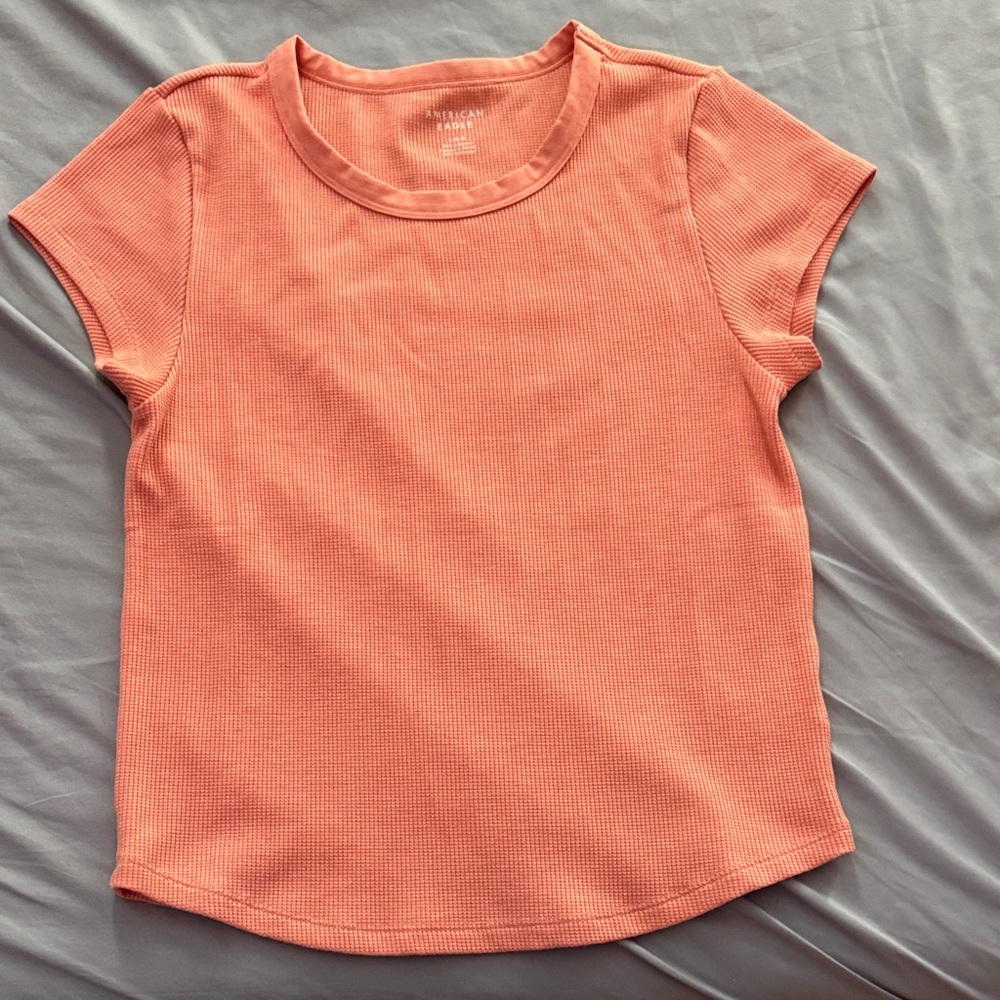 American Eagle Outfitters Coral Ribbed Tee
